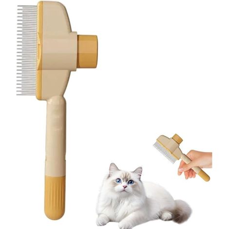 Juego de 2 cepillos para mascotas: cepillo para el pelo, cepillo para gatos de pelo largo, cepillo antipelo para gatos y perros, cepillo para el pelo de gatos, elimina hasta el 95 % del pelo suelto. (1/4)