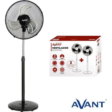 Avant AV7747 Ventilador de pie industrial Pack 2 unidades Potencia de 60W 16" 3 velocidades Altura ajustable hasta 40 cm Base estable (1/5)
