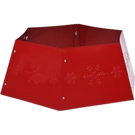 jupe de sapin de Noël rouge en métal - KAGOLOW - Diamètre supérieur 52,5 cm - Diamètre inférieur 68 cm - Hauteur 25 cm (1/5)
