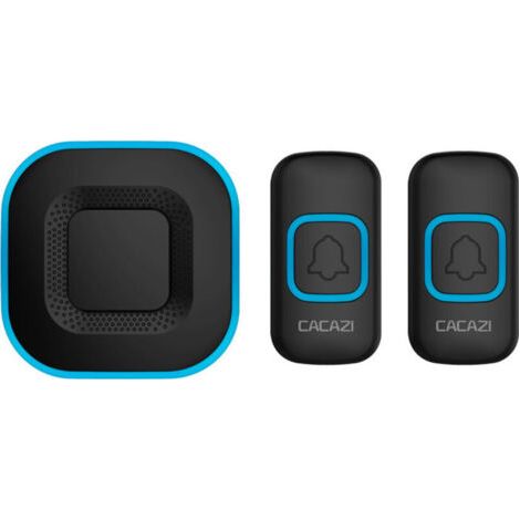 Sonnette sans Fil, Kit De Carillon De Porte sans Fil Étanche, Portée De 1000 Pieds, 38 Mélodies, 4 Niveaux De Volume avec Flash LED, 2 Boutons Poussoirs 1 Récepteur,Noir (1/5)