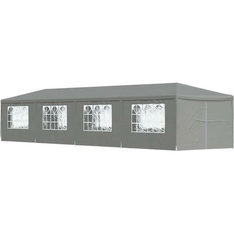 Tente de réception, 1200 x 300 x 255 cm, structure en PE gris clair et acier. (1/5)