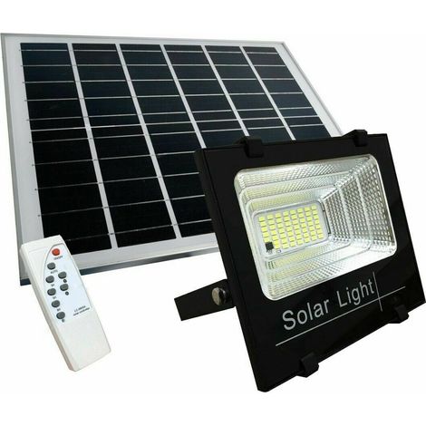 Faro LED 400W con Pannello Solare luce fredda Crepuscolare Telecomando Esterno