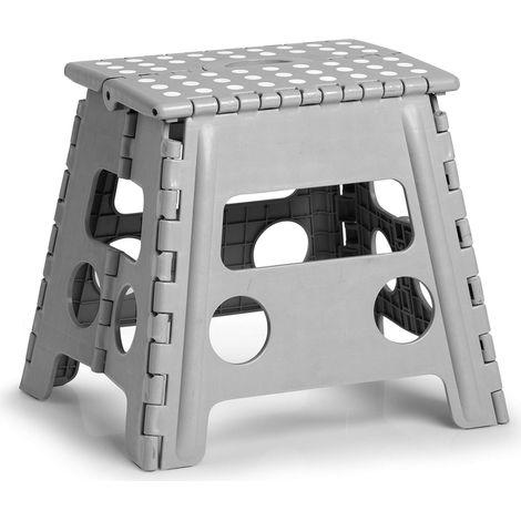 Tabouret Pliant, en Plastique, Gris, Charge maximale : 150 kg, env. 37 x 30 x 32 cm (1/5)