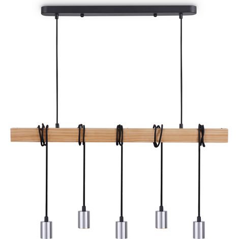 Paco Home Pendellampe Hängelleuchte Hängelampe Wohnzimmer Esszimmer Küche Vintage E27 Chrome, Pendelleuchte 5xE27