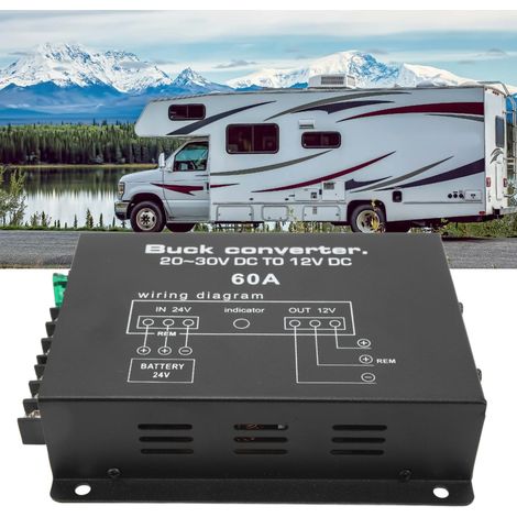 60A 24V auf 12V DC Kfz-Stromwandler, Abwärtstransformator, Adapter (60A Schwarz) (1/5)