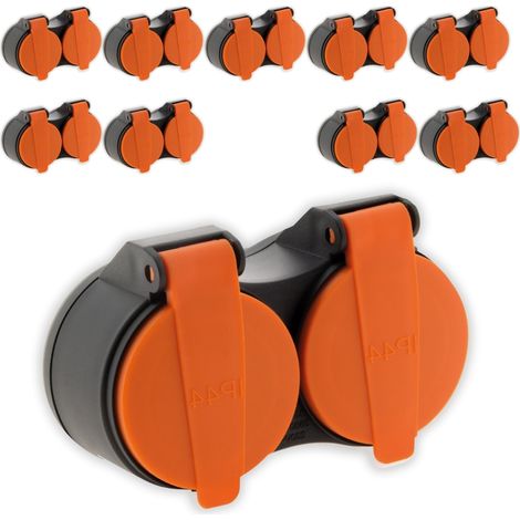 Zenitech – Lot de 10 bliplites extérieurs étanches IP44 2P+T avec accroche – Pour chantiers humides et espaces extérieurs – Couleur orange