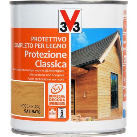 protettivo completo per legno protezione classica, colore noce chiaro - 0,75 litri