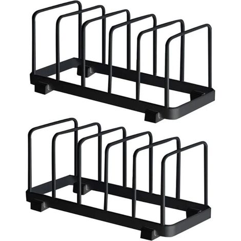UlisemAssiette Organisateur, Égouttoir à Vaisselle, Supports à Assiettes, Organisateur d'Étagère à Assiettes, Rangement de Planche à Découper pour Cuisine Comptoir Placard (Noir, 2 Pièces) (1/4)