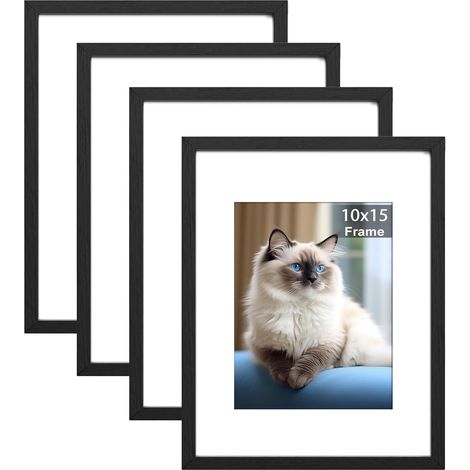 4 Pack Bilderrahmen 10x15, 10x15cm Bilderrahmen Schwarz, Kann Auf Den Schreibtisch Gehängt Oder Gestellt Werden Fotorahmen, Posterrahmen Benutzt für Wohnzimmer, Schlafzimmer, Arbeitszimmer (1/5)