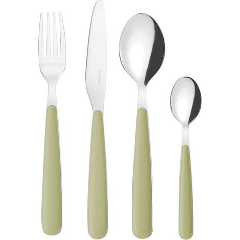 Guzzini - Set 24 posate in acciaio inossidabile, bianco, "POP" (verde alga)