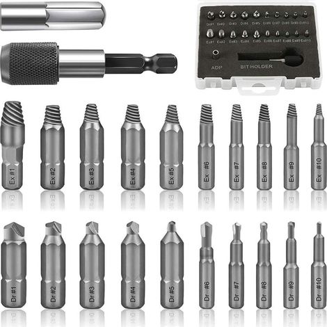 22 extractores de tornillos dañados, kit de extracción para pernos y tornillos rotos, herramientas de reparación