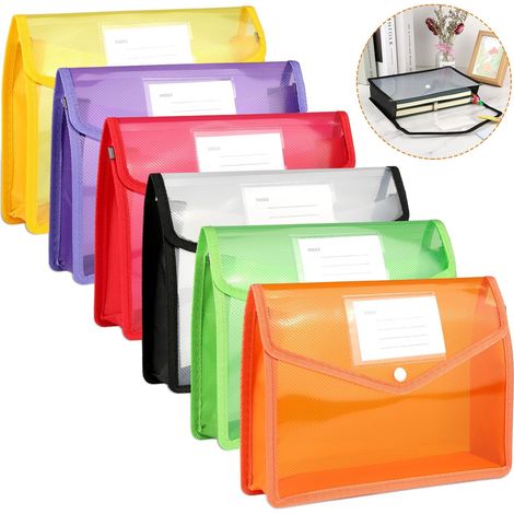 Lot de 6 porte-documents A5, 6 couleurs, étiquette nominative, organiseur d'extension 6 cm, pochette transparente étanche, classable fournitures de bureau scolaire (1/5)