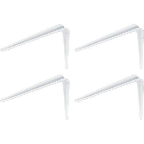 Cyclingcolors – Lot de 4 équerres consoles rigides 195x130mm – Capacité de charge 18kg – Acier blanc pour étagères et armoires