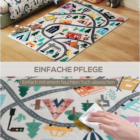 Tapis à motif autoroute moderne en flanelle douce 160 x 120 cm, fond blanc (1/5)