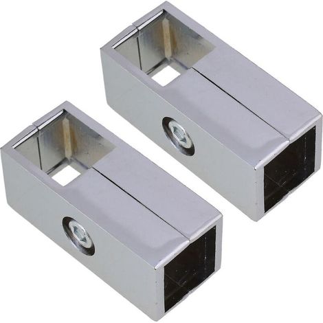 2 connecteurs carrés argentés pour tubes de 2,5 cm - Raccord de fixation à 2 voies pour tubes de 2,5 cm (1/5)