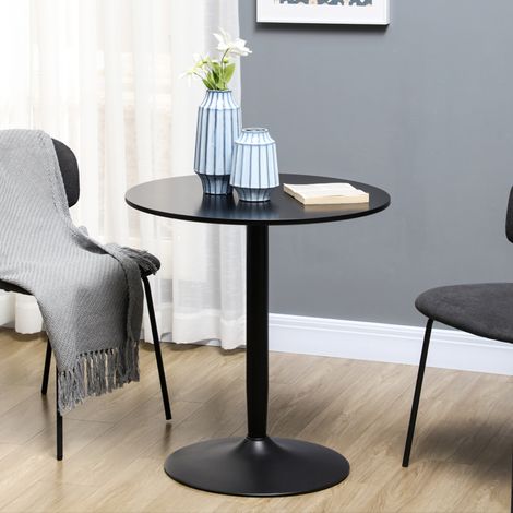Tavolo da pranzo rotondo 70x70x75 cm nero in acciaio e MDF con base stabile salvaspazio (1/5)