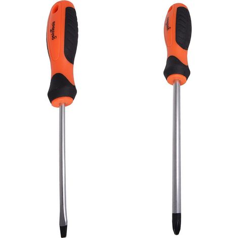 Set 2 cacciaviti 25 cm per elettricista a stella e taglio giraviti con punta magnetica in cromo vanadio (1/3)