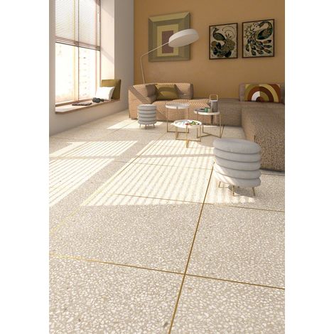 Carrelage effet terrazzo PORTOFINO 60x60cm Crème - Sable - Mat - boîte de 1.06 m2 60x60 cm Crème - Sable - Mat - boîte de 1.06 m2 (1/2)