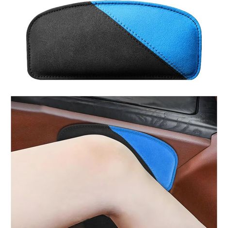 Kniepolster fürs Auto, Universal-Kniepolster fürs Auto, Armlehnenkissen fürs Auto, Beinstützkissen für den Autositz, geeignet für Autos (Schwarz & Blau) (1/4)