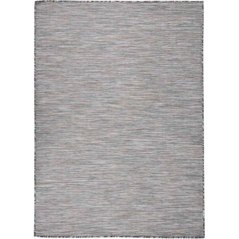 Tapis à tissage plat d'extérieur 200x280 cm Marron et bleu (1/5)