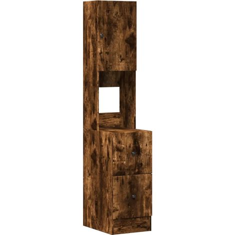 Mueble de cocina de roble ahumado de 35 x 50 x 180 cm práctico espacio de almacenamiento diseño contemporáneo en madera de roble ahumado 020049421 (1/5)