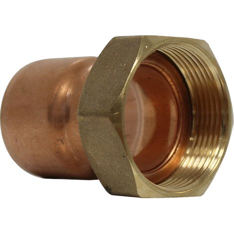Douille cuivre réduite avec écrou à souder - 2 pièces - F 1'1/2 - diamètre 40 mm