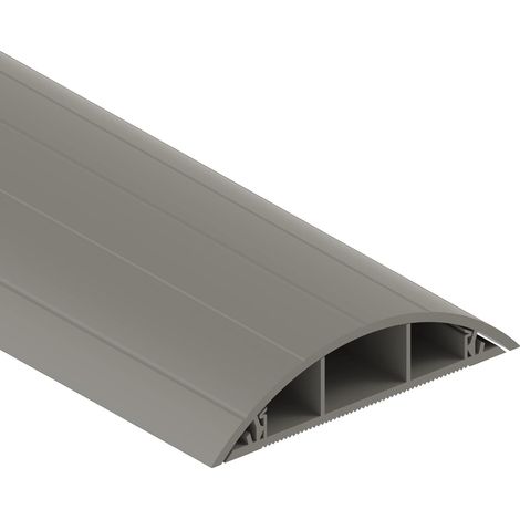 Guide-câble au Sol PVC Gris - 1 Mètre - 3 Canaux - Protection Anti-trébuchement - Bureau et Maison - 7,5 cm (1/5)