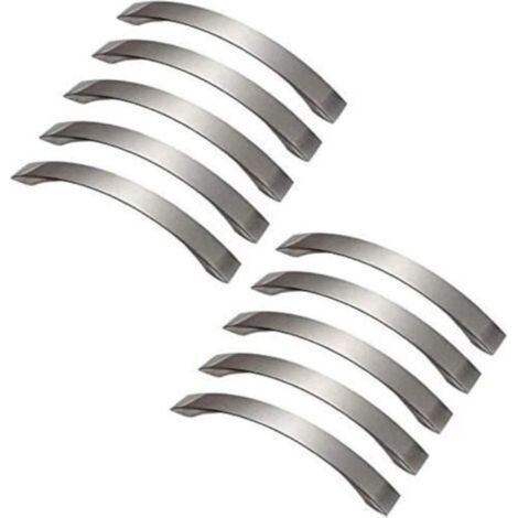 Juego de 10 tiradores para muebles de cocina, cromados, tiradores de puertas de níquel cepillado, tiradores de cocina, tiradores de cocina de acero inoable, distancia entre centros 128mm (1/4)