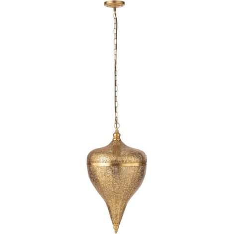 Lampe Suspension en Métal "Goutte" 57cm Or (1/5)