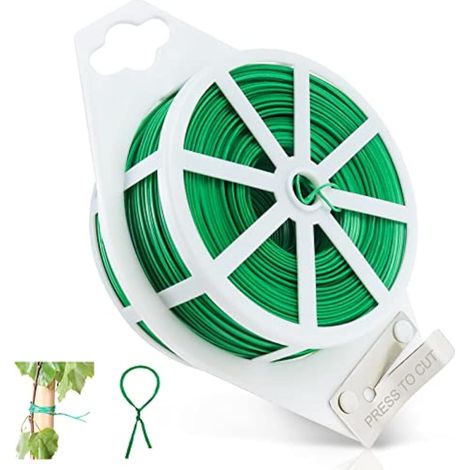 Attache Plante Réglable 200 m pour Jardinage – Fil Élastique avec Coupeur Intégré pour Lianes, Vignes, Légumes, Arbustes et Fleurs (1/5)