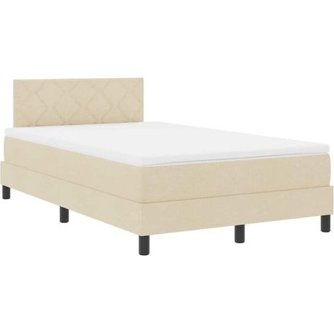 Matelas à ressorts avec sommier intégré et lumière LED, beige, 120 x 200 cm, revêtement en tissu. (1/5)