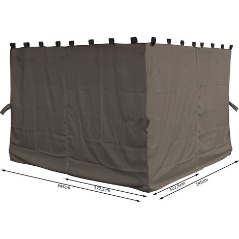 4 Seitenteile für Pavillon Paris 3x4m Seitenwand Taupe (1/5)