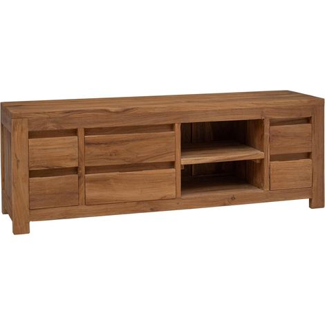 Meuble tv 110 x 30 x 40 cm Naturel Bois de teck massif vidaXL (1/5)