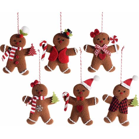 Set 18 Decorazioni Natalizie da Appendere Omini Pan di Zenzero Imbottiti Decorazioni Natalizie per Casa Vetrine e Negozi (1/2)