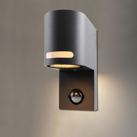 Lampe d'extérieur avec détecteur de mouvement, applique murale GU10 (ampoule incluse), lampe murale étanche IP44, boîtier en aluminium, applique murale extérieure LED 5 W 600 lm 3000 K blanc (1/5)