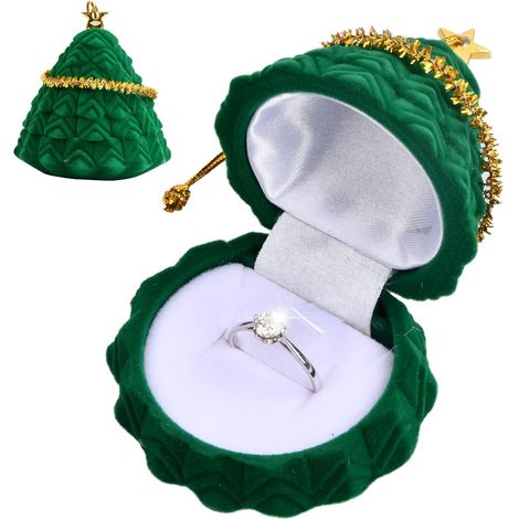 JSSEVN - Caja para anillos de 5 piezas, caja de terciopelo para pendientes, caja para árbol de Navidad, caja de almacenamiento de joyas para colgantes, boda, compromiso (1/5)