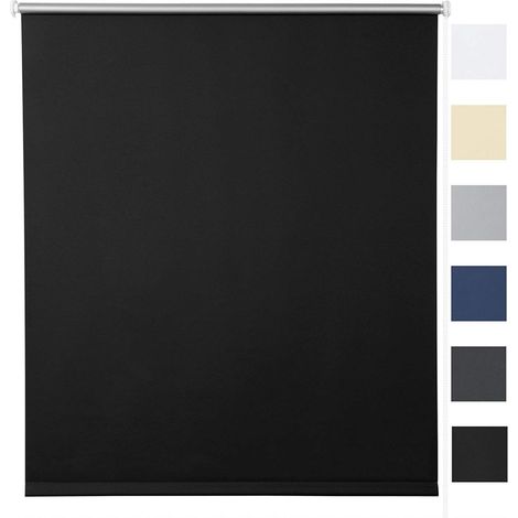 WOLTU Tenda a rullo oscurante termica isolante finestra porta senza fori Nero 90x160 cm