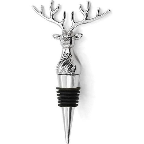 Bouchon de bouteille tête de cerf argentée - Bouchon à vin réutilisable et original (1/5)