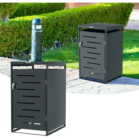 Randaco Contenitore copri pattumiera in acciaio inox per bidoni 120L 240L, struttura da esterno resistente con ventilazione