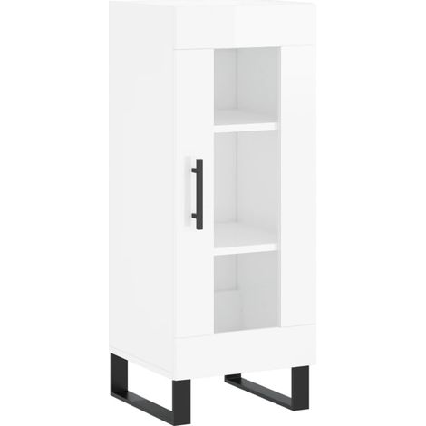 vidaXL Credenza Bianco Lucido 34,5x34x90 cm in Legno Multistrato (1/5)