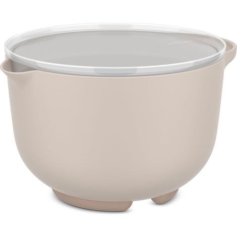 Bol de Préparation plus Couvercle, Base Antidérapante, Résiste au Micro-Ondes et au Lave-Vaisselle, Matériau Résistance aux Chocs Supporte Jusqu'À 110°C, 1500 ml, Chalk (1/5)