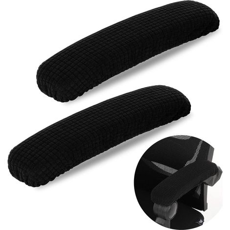 2er Set Armlehnenbezüge für Bürostuhl, dehnbar, Polyester, Schwarz (1/5)