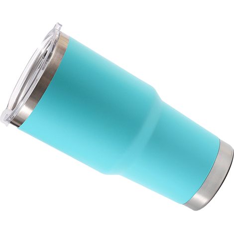 900 ml isolierter Kaffeebecher aus Edelstahl, großes Fassungsvermögen, große Öffnung, isolierte Wasser- und Kaffeeflasche für Auto und Reisen, Himmelblau (1/5)