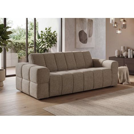 Canapé convertible express 3 places en velours texturé taupe