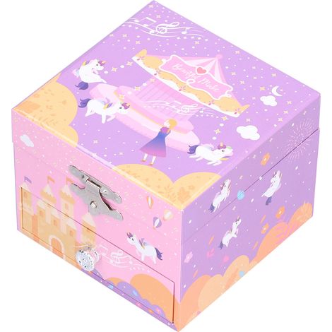 Boîte à bijoux musicale en forme d'animal mignon, décoration de chambre d'enfant avec tiroir coulissant (1/5)