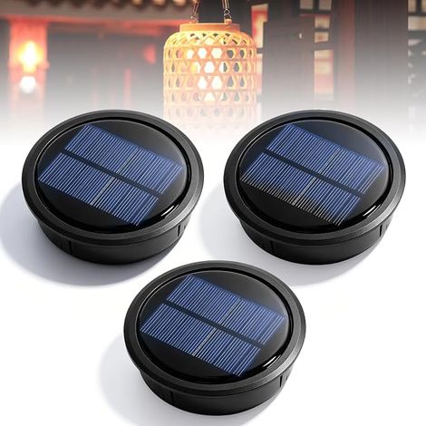 Set di 3 luci solari di ricambio: diametro 10,5 cm, con LED trasparenti, pannello solare impermeabile IP65, lanterna sospesa, pannello solare di ricambio per lanterna solare, giardino, esterno (1/5)