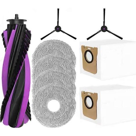 pièces de rechange pour aspirateur robot JONR P20 PRO : brosse principale, brosse latérale, lingette de nettoyage et sac à poussière. (1/5)