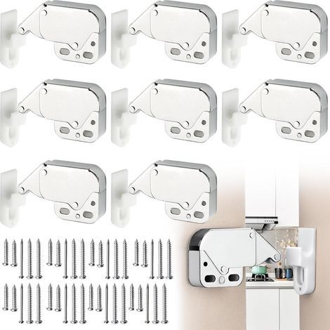 Lot de 8 Latch Loqueteaux, Mini Loquets Tactiles, Serrure d'Armoire à Ressort, Loqueteaux pour Porte Mini, pour Armoires Et Portes de Placard Avec Vis (1/5)