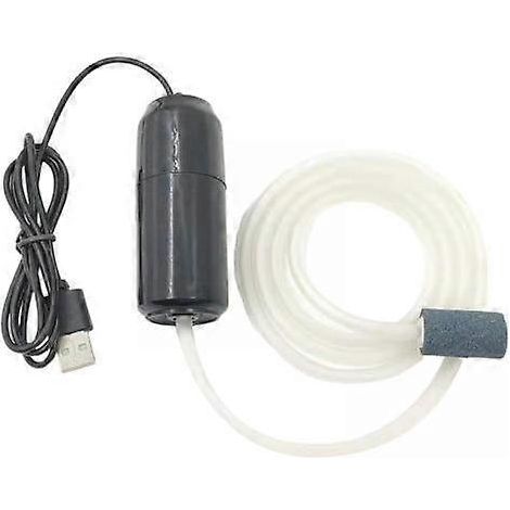 Lot de 2 pompes à air pour aquarium, silencieuses, puissantes, compactes, portables et économes en énergie, avec pierre à air noire. (1/5)
