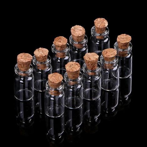 10 Stück Mini-Glasfläschchen für Wunschflaschen mit Korkenverschluss, Aufbewahrungsanhänger 0,5/1/2/ (1/4)